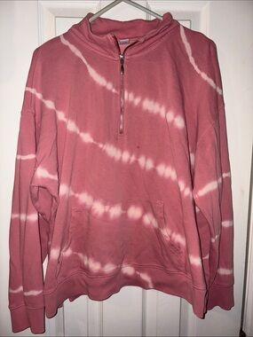 Old Navy Men's Pink Tie-Dye Half-Zip Pullover
